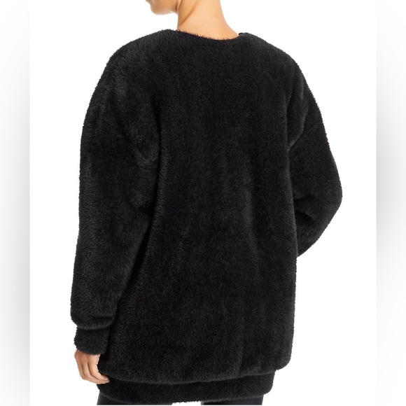 New ALEXANDER WANG V-Neck Faux Fur Cardigan w/Quilted Lining in Black Size L NWT - Picture 4 of 12